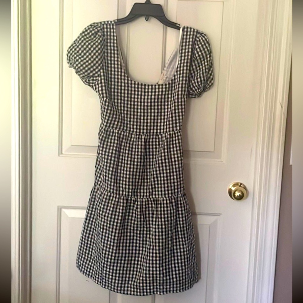 Sim & Sam Tiered gingham Puffed Sleeve cotton Dress size S NWT B71